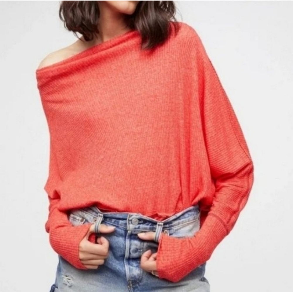 Free People Londontown Oversized Slochy Ribbed Long Sleeve Top